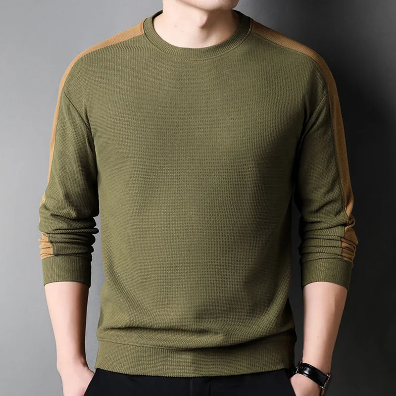 Fashion O-Neck Spliced Loose Korean Sweatshirt Men's Clothing 2023 Autumn New Casual Tops Long Sleeve All-match Sweatshirts