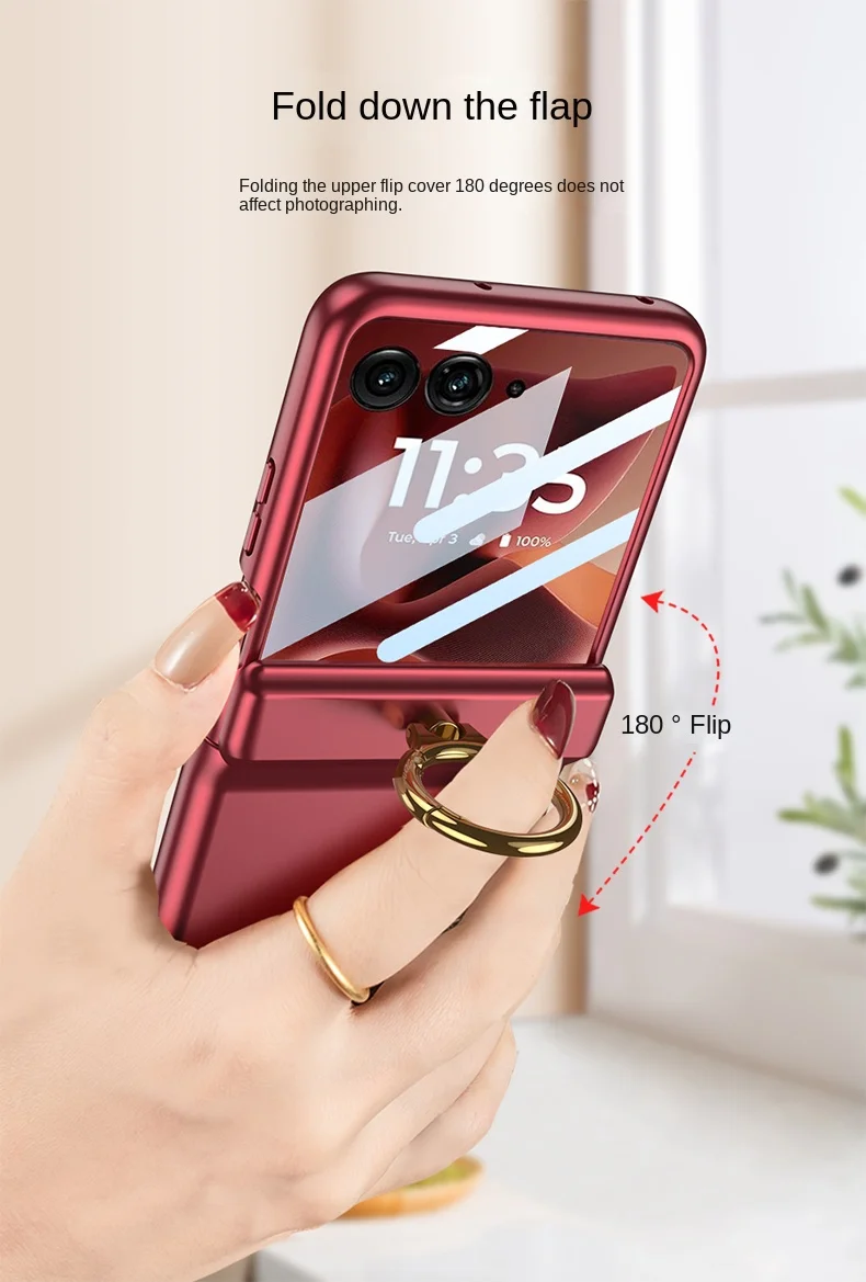 Magnetic Hinge Metal Ring Holder with Glass Protector and Camera Cover - Premium Phone Case