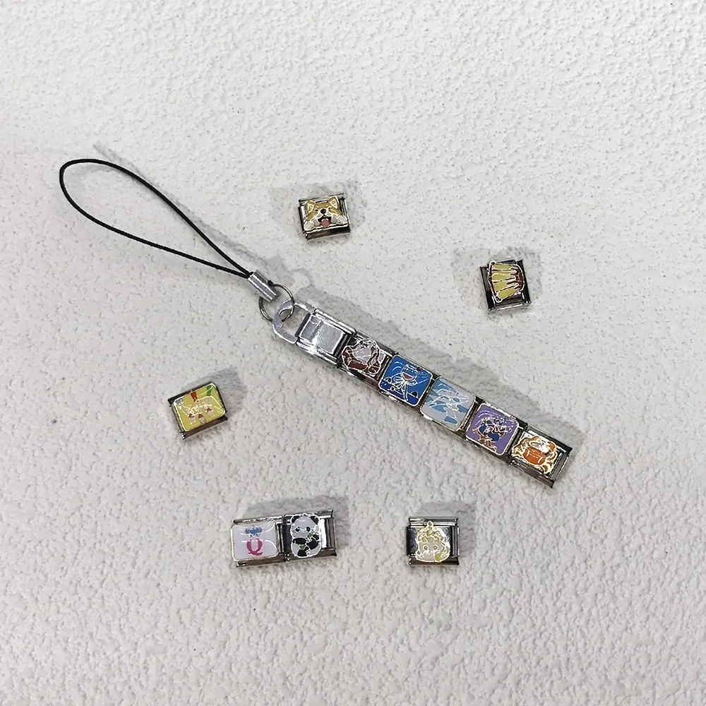 URING Einfacher Telefonseil-Schlüsselanhänger, passend für 9 mm italienischen Charm-Glieder, Edelstahl, Herstellung von Modeaccessoires, DIY-Perlen, Schmuck – Detail 2