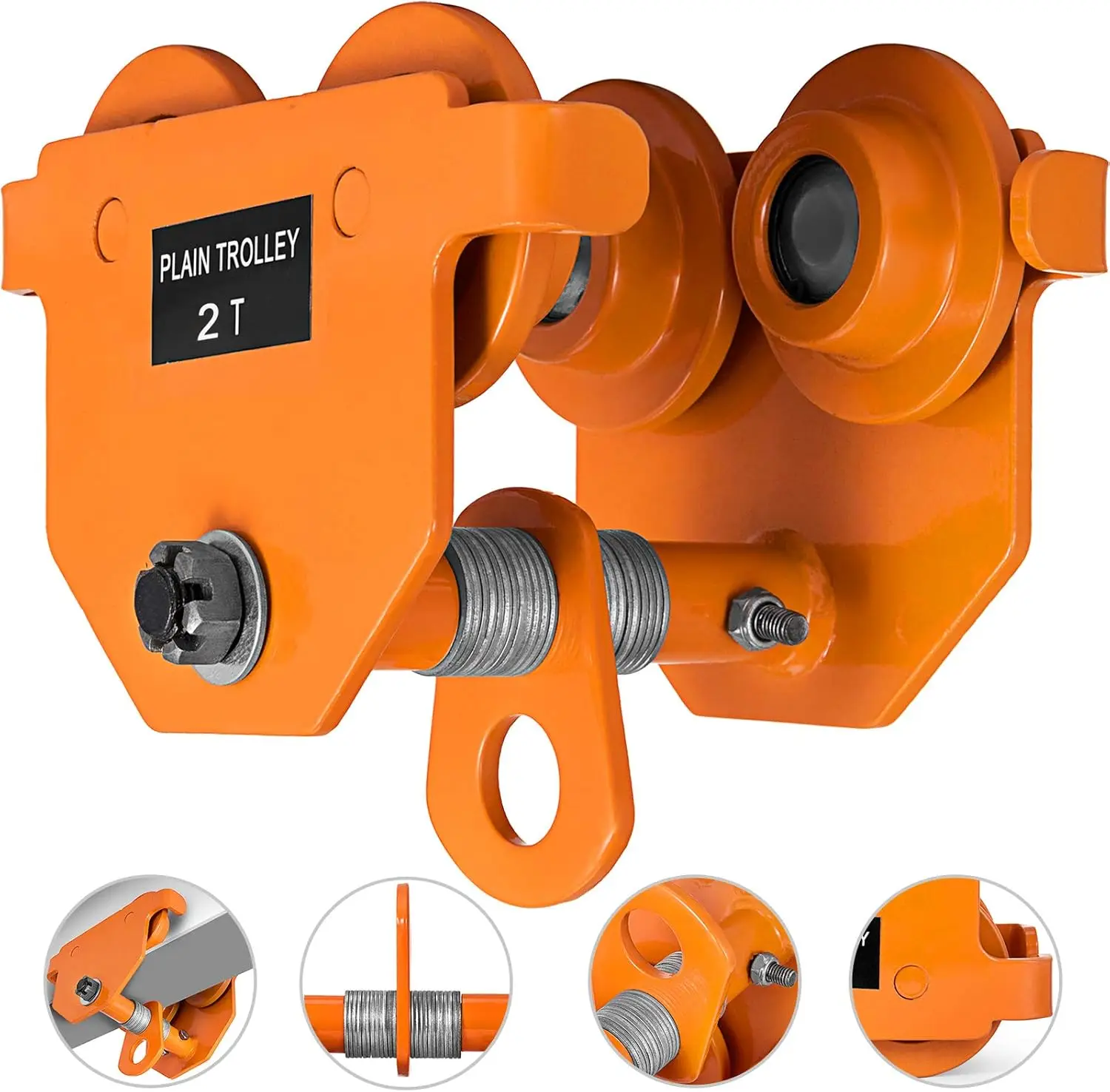2 Ton Heavy Duty Manual Capacity Plain 4000LBS Push Track Roller Trolley Crane Lift Dual Wheels Garage Hoist,2T(Manual Trolley)
