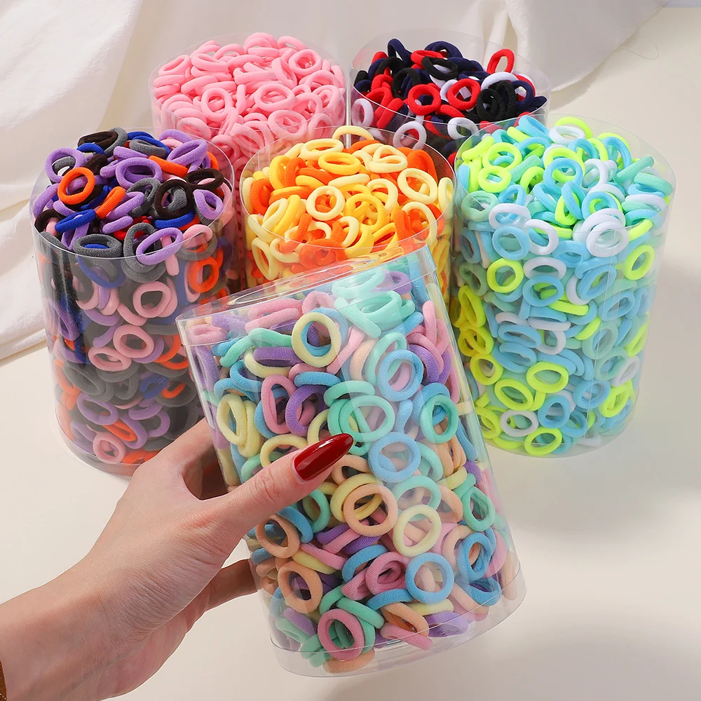 100 teile/satz Grundlegende Nylon Elastische Haargummis für Mädchen Pferdeschwanz Halten Scrunchie Gummiband Kind Mode Bunte Haar Zubehör – Detail 6