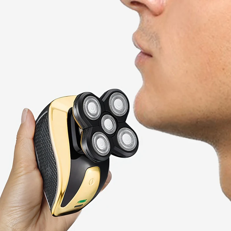 Five blade USB charging electric shaver, suitable for shaving bald heads, smooth shaving on the face and head