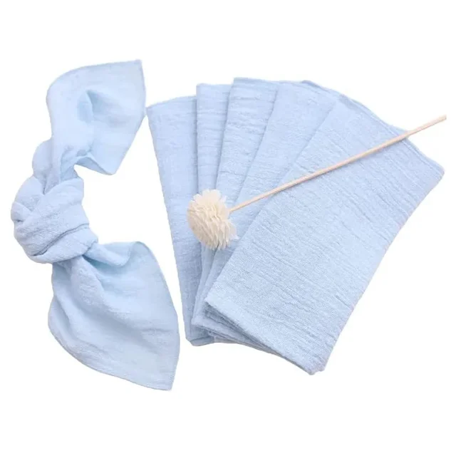 10 pièces serviettes en tissu de coton gaze tissu bleu 30x30 cm pour fête de mariage anniversaire serviette de thé Table bébé douche serviettes de noël 3