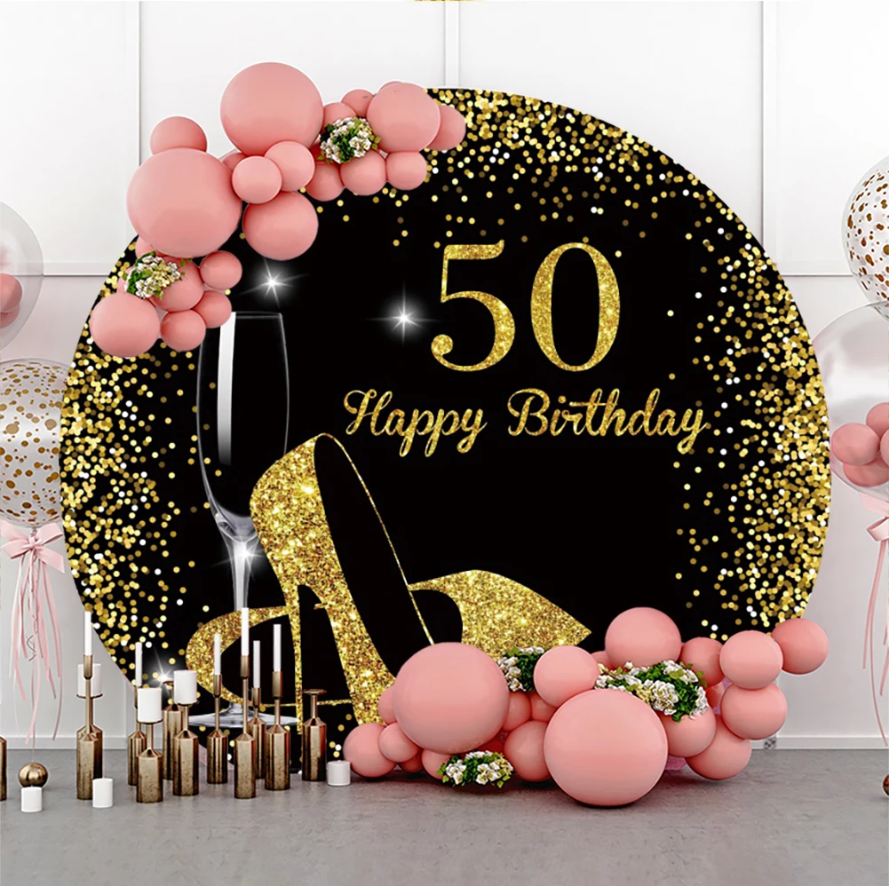 Custom Black Golden Glitter Dots 50th Happy Birthday Party Photographic  Banner Photography Backdrop Photo Studio Decor Props - AliExpress