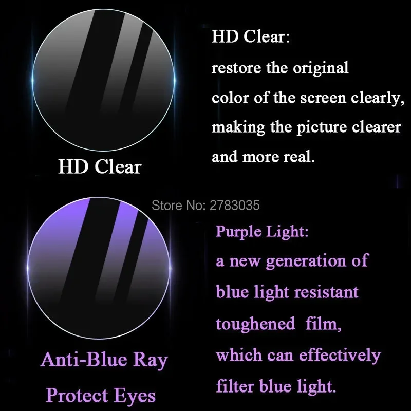 Enhanced Clear Anti-Purple Light Tempered Glass Screen Protector