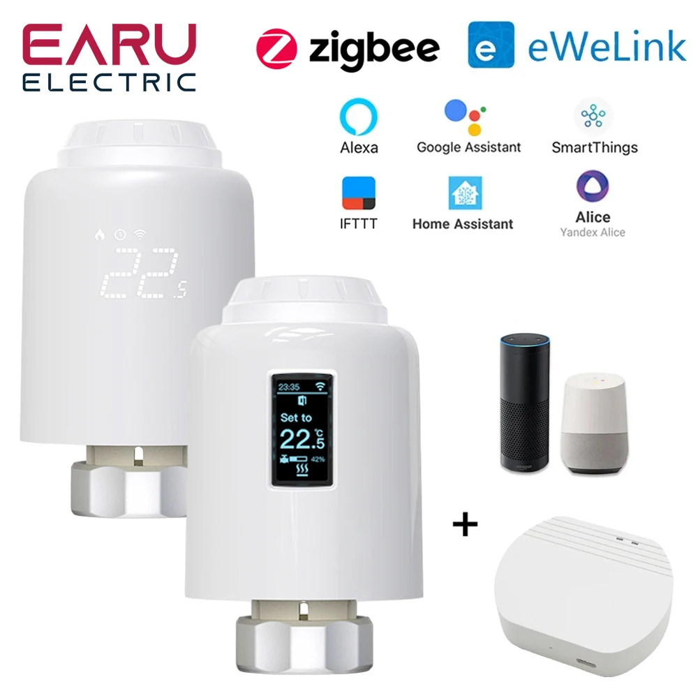 

New eWeLink Smart ZigBee Thermostat Radiator TRV Programmable Actuator Heating Remote Temperature Controller Alexa Google Home