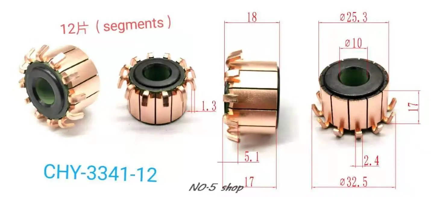 

10Pcs 25.3x10x17(18)x12P Copper Bars Electric Motor Commutator