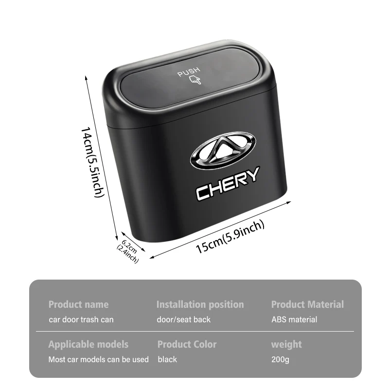 Hanging Car Trash Can Garbage Dust Case Storage Pressing Bin For Chery PRO 8 5X Amulet M11 Eastar Elara IQ Arrizo 2 7 Pro