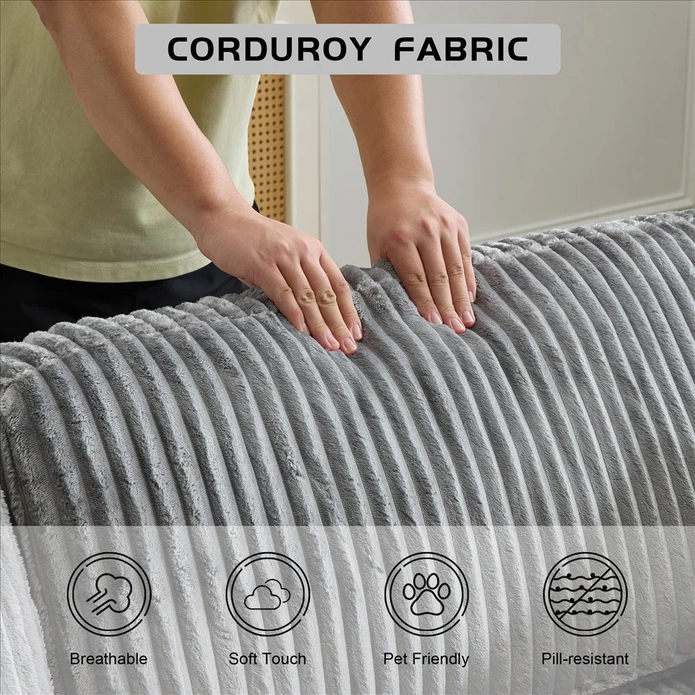 Modernes Luxus-Cordsofa mit Freier Kombination, Übergroßes Ecksofa mit Chaiselongue, Wandelbares Komfortables Wohnzimmersofa – Detail 16