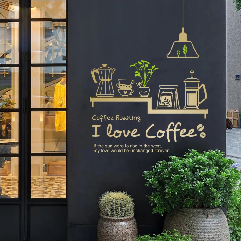Coffee Shop Sticker Bean Milk tea Decal Cafe Cup Poster Vinyl Art Wall Decor Mural Decoration Coffee Glass Decals