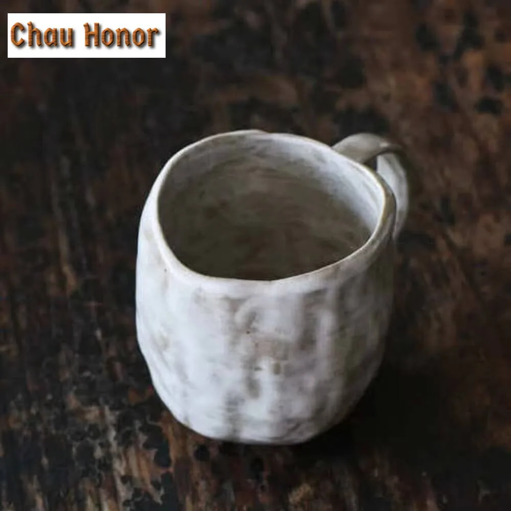 250ml Handmade Powder Yin White Pottery Coffee Mug Oatmeal Breakfast Mug Afternoon Tea Mug Office Water Cup Drinkware Decoration