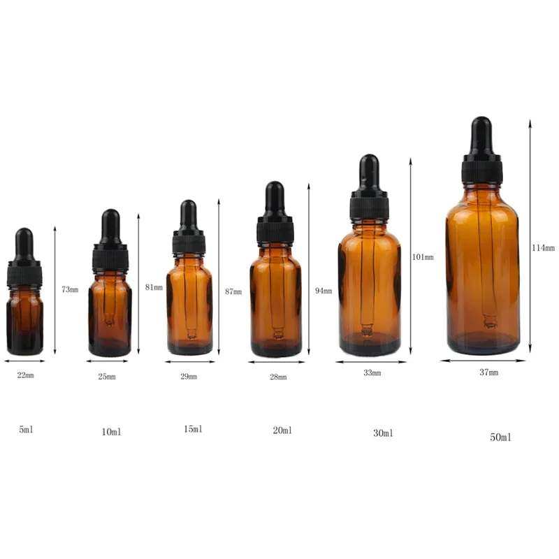 에센셜 오일 아로마 테라피용 점안기 포함 액체 시약병, 앰버 유리 드롭 병, 10ml, 20ml, 30ml, 50ml, 10 개