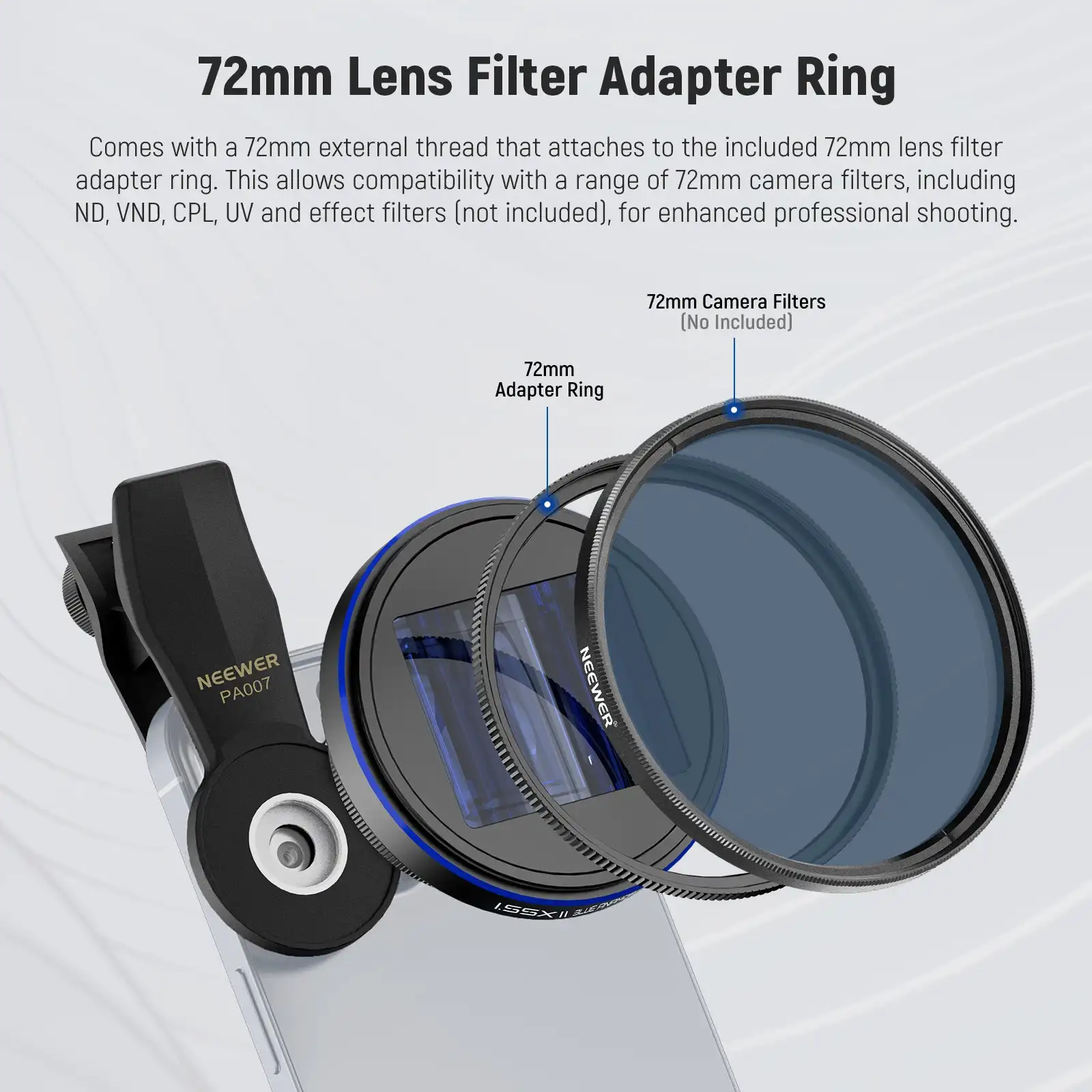 NEEWER LS-43 Pro 1.55X Anamorphic Phone Lens 17mm Thread with 