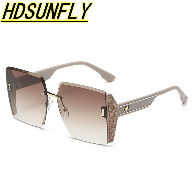 Fashion Square Sunglasses Goggle Uv400 Oversized Frame Gradient Lens