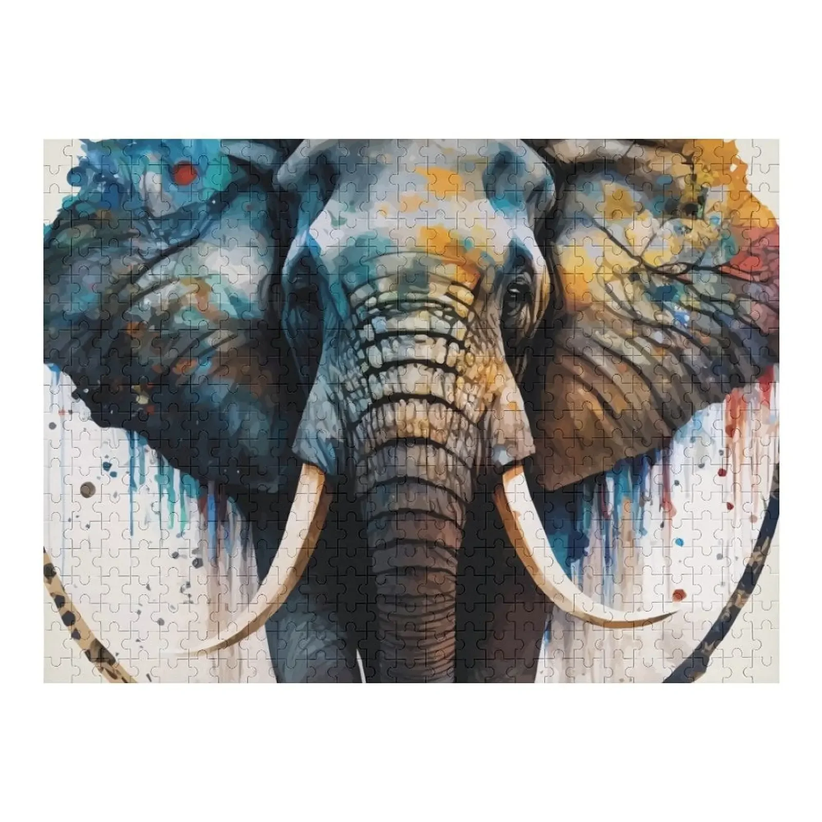

An Elephant in Natural Earth Tones - Animals in Vibrant Color Jigsaw Puzzle Diorama Accessories Toddler Toys Puzzle