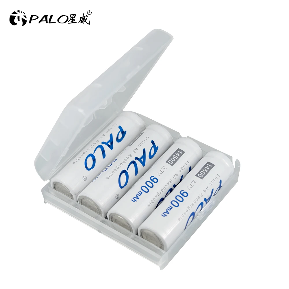 Palo 900Mah 14500 Batteria Aa Batteria Al Litio Ricaricabile Da 3.7V Batteria Agli Ioni Di Litio Da 14500 Per Torcia Per Rasoio Per Microfono Per Auto