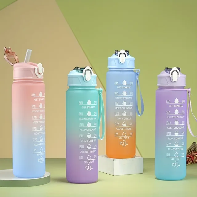 900ml Leakproof Water Bottles with Times To Drink and Straw Motivational Drinking Sports Water Bottle for Fitnes Gym Outdoor 6
