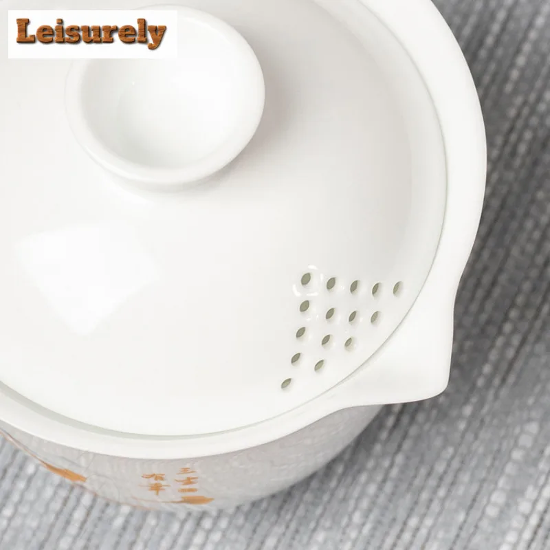 White Porcelain Travel Travel Tea Set Kit Handmade 1 Pot 2 Cups Tea Maker Kettle Tea Caddy Organizer Portable Camping Handbag