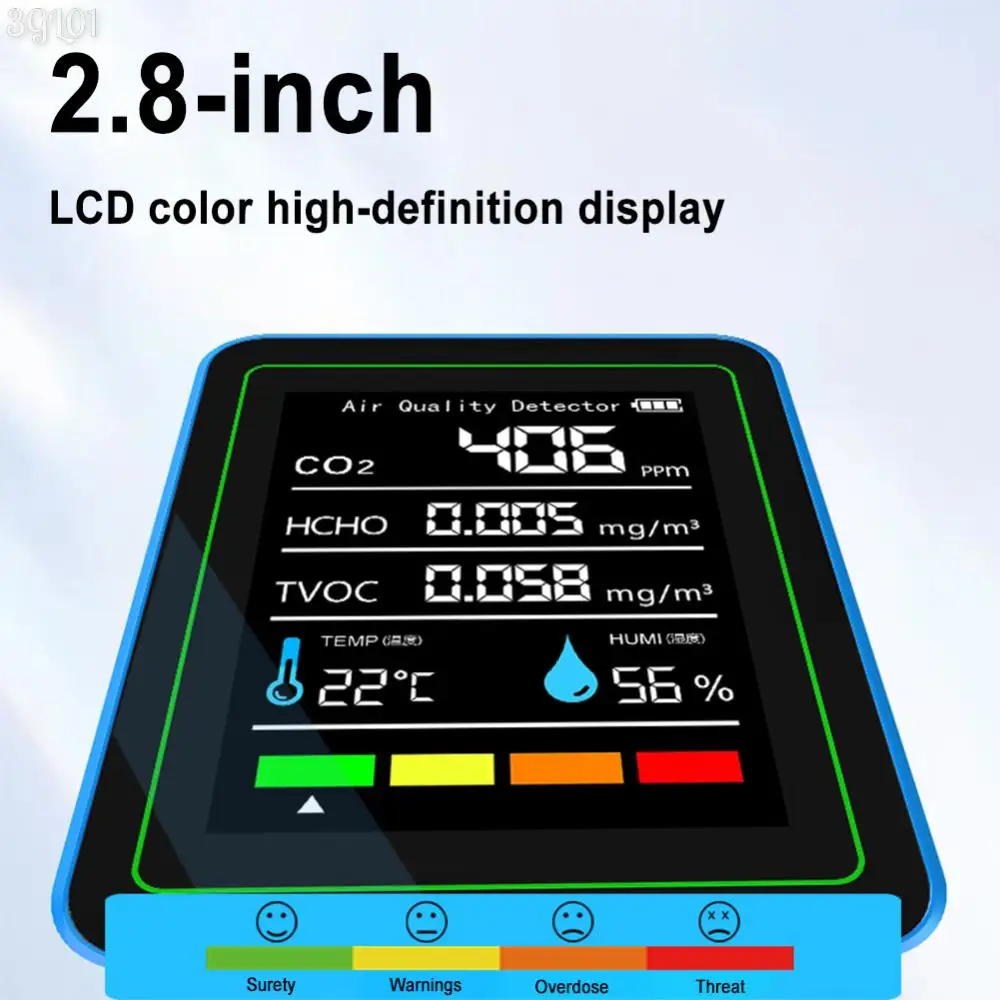 5-in-1 Air Quality Monitor Air Quality Detector USB Charging Tester Portable Formaldehyde Monitor For Indoor Outdoor