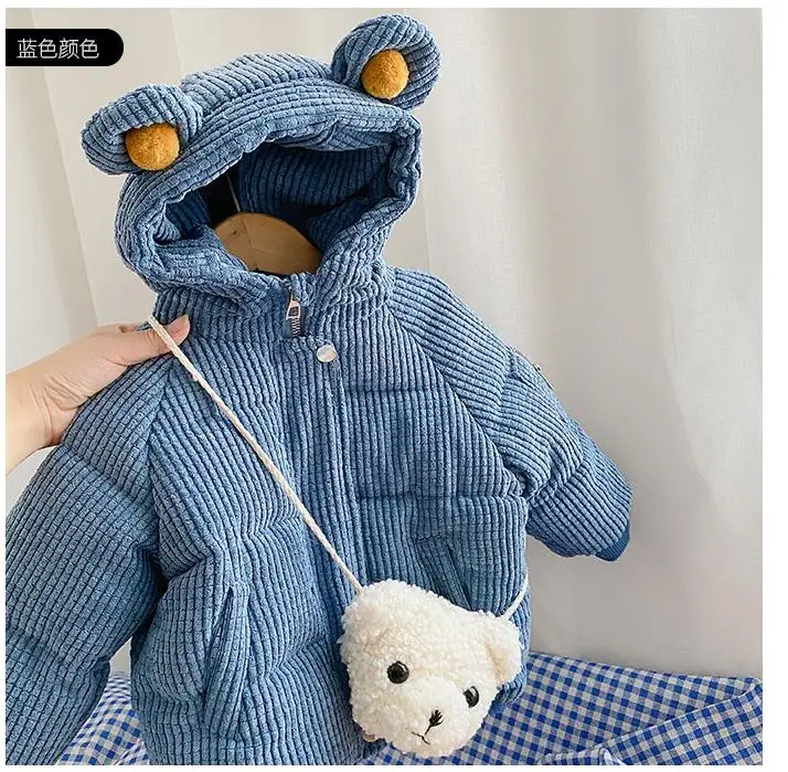 Baby girl's long warm solid-colored padded jacket children jackets girls coat
