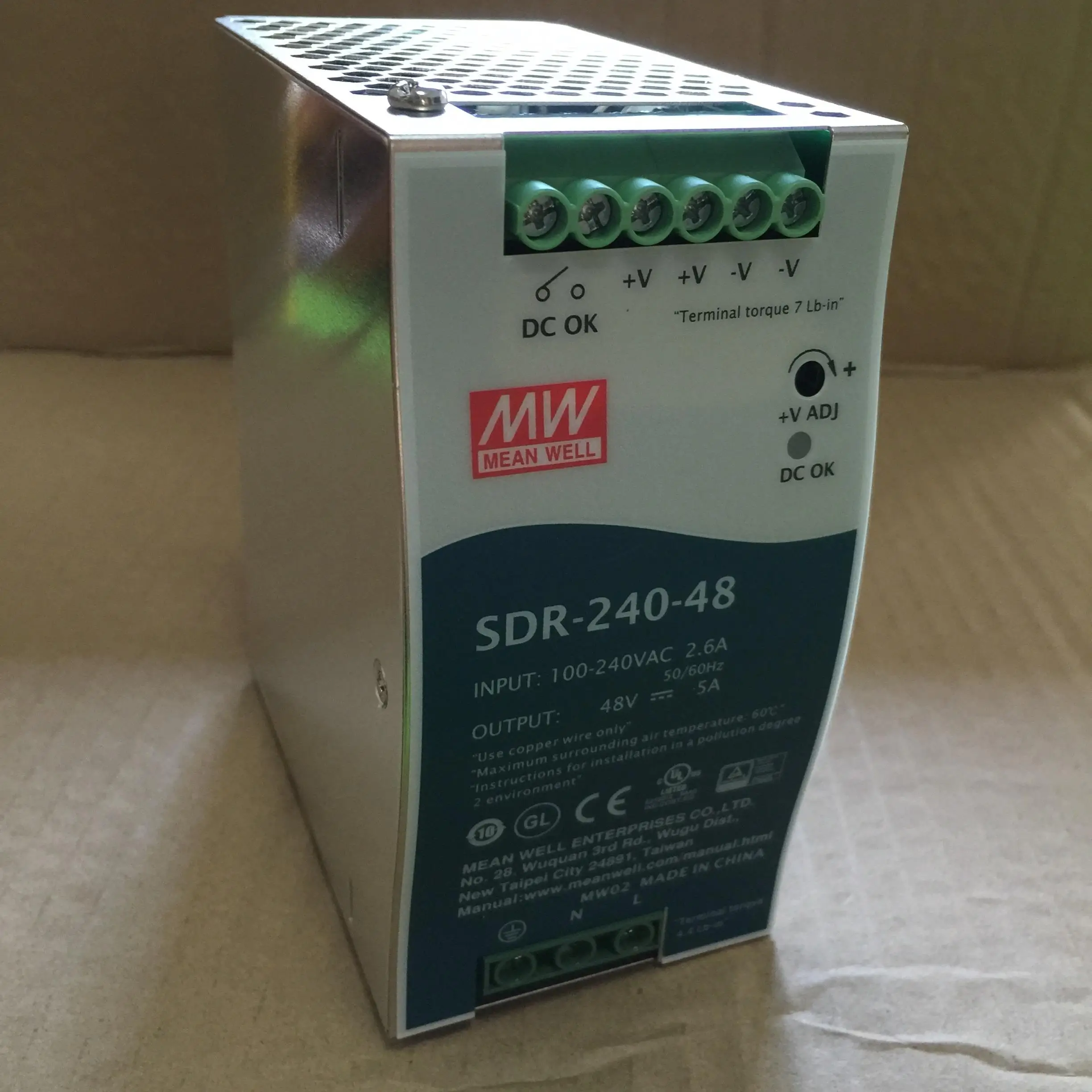 MEAN WELL SDR-240-24 24/48 240W 단일 그룹 출력 산업용 DIN rail 전원 공급 장치