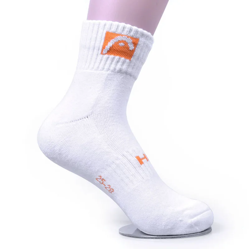 3 pairs of socks Head white men and women Sports sock cotton tennis sports Middle tube sock Sweat thickening Sock