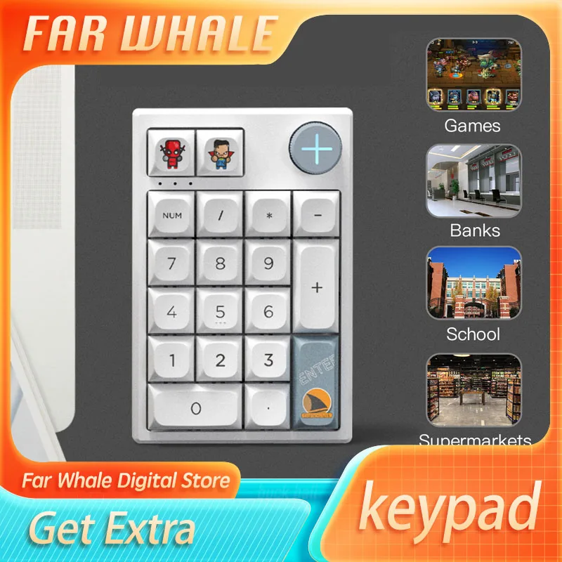 

Darmoshark 19key K3pro Number Keypad Bluetooth 2.4g Three-Mode Mechanical Numpad Rgb Hot-Swap Knob Mini Keyboard Gamer Bank Use