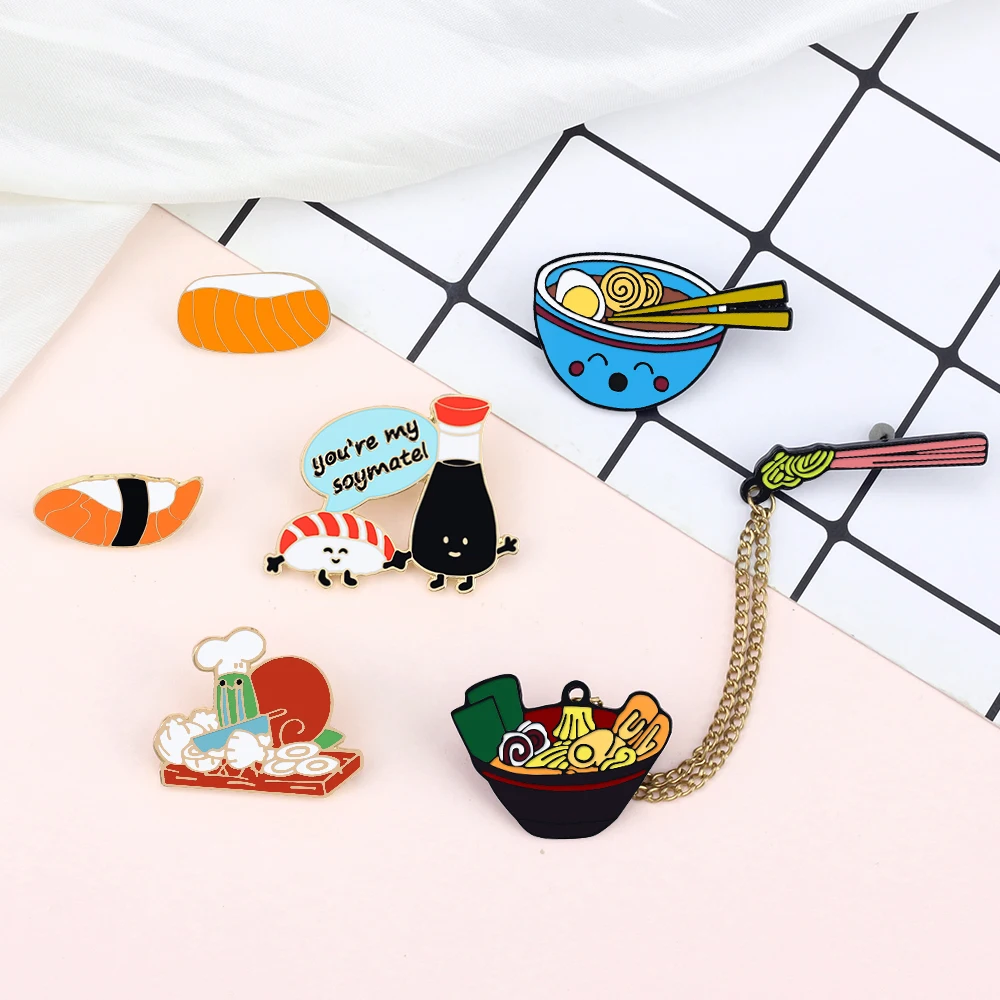 Sushi & Soy Sauce Enamel Pin Set