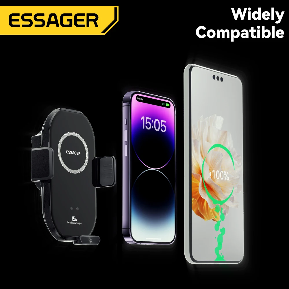 Essager 15W QI Car Mounts Wireless Chargers Car Holder Charger Aircon Vent For iPhone 15 14 13 12 Pro Max Huawei  Xiaomi Samsung