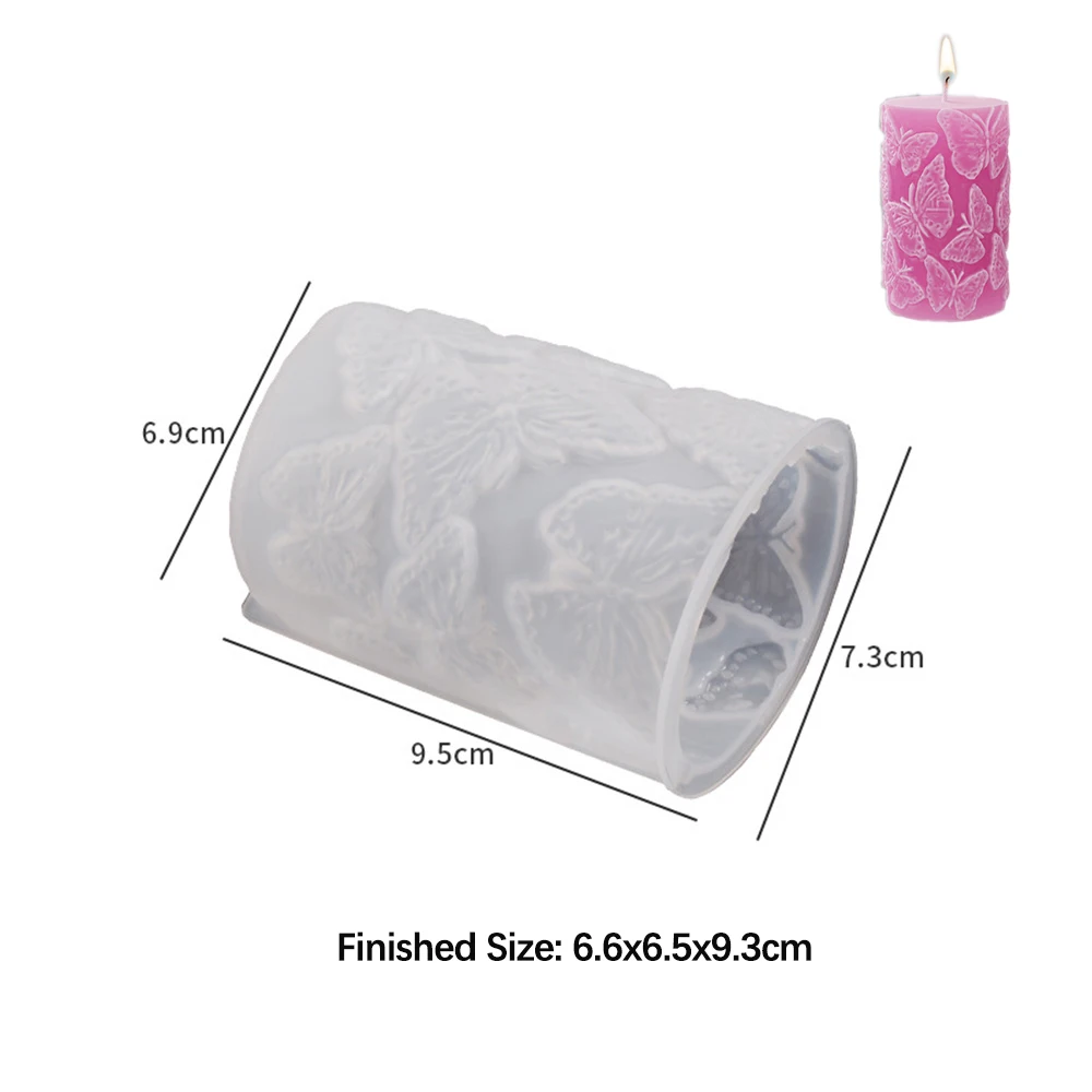 Description Picture 4 of itemCarved Cylindrical Candle Silicone Mold Butterfly Flowers Plants Pattern Wave Mold for Soap Resin Mold Candle Making Mold Tools