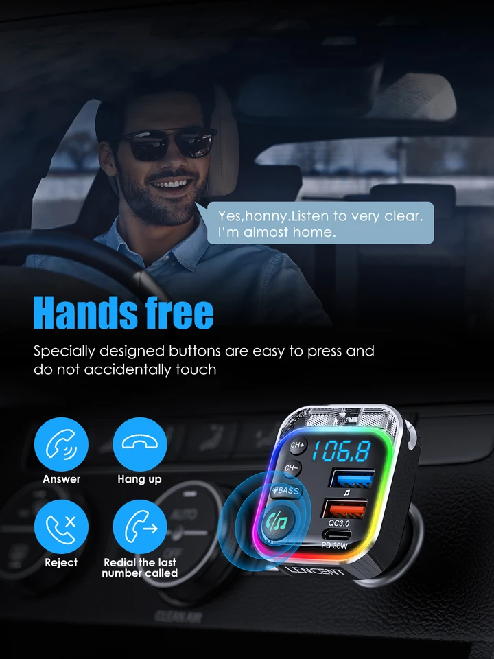 Bluetooth Car Adapter Usb C FM Transmitter For Car Bluetooth 5.3 - View #3