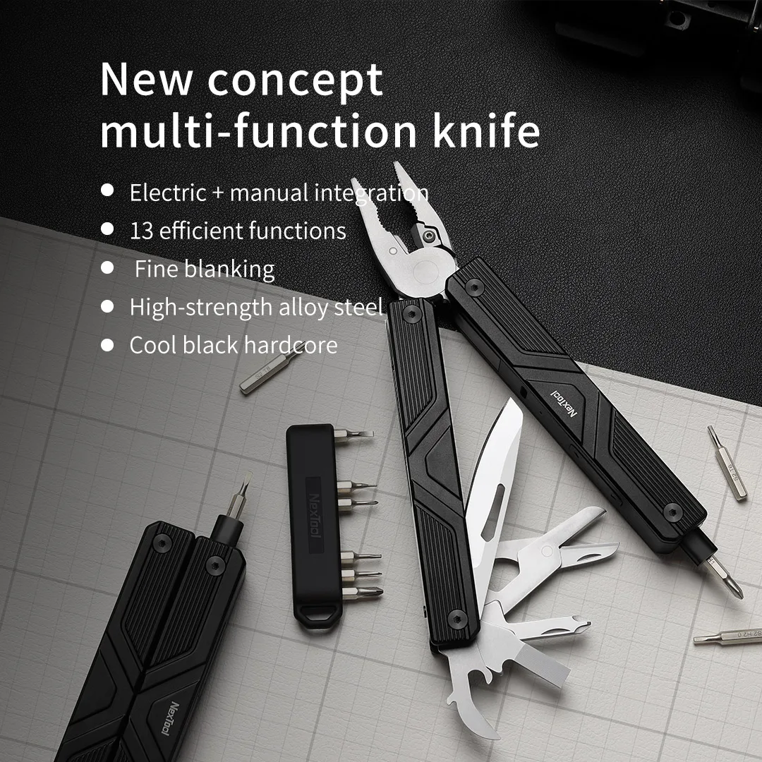 NexTool Gemini 충전식 전기 스크루 드라이버, 다기능 나이프, 자동 정밀 도구 키트, 포켓 멀티툴 플라이어, 13 in 1