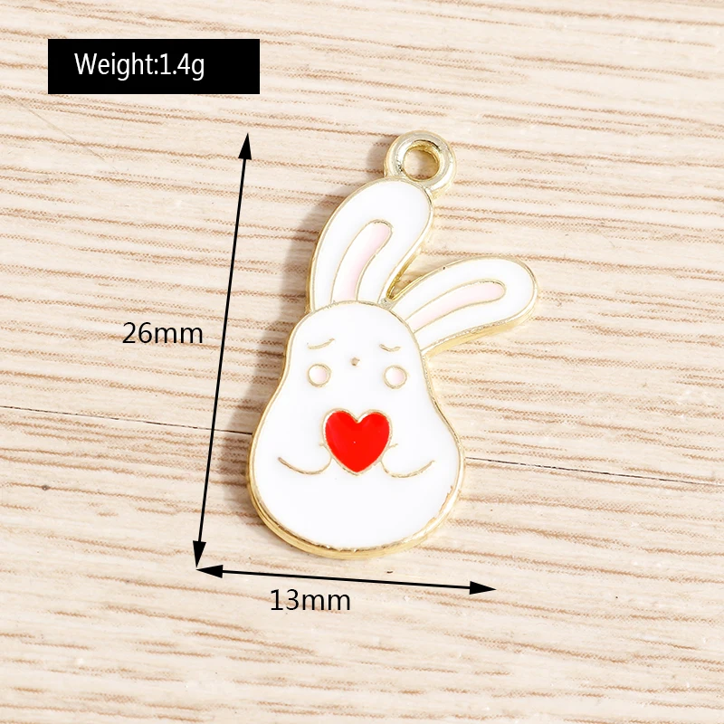 Tusember 10 Teile/los Emaille Nette Rosa Blume Kaninchen Charms DIY Schmuck Machen Tropfen Ohrring Armband Handgemachte Handwerk – Detail 7