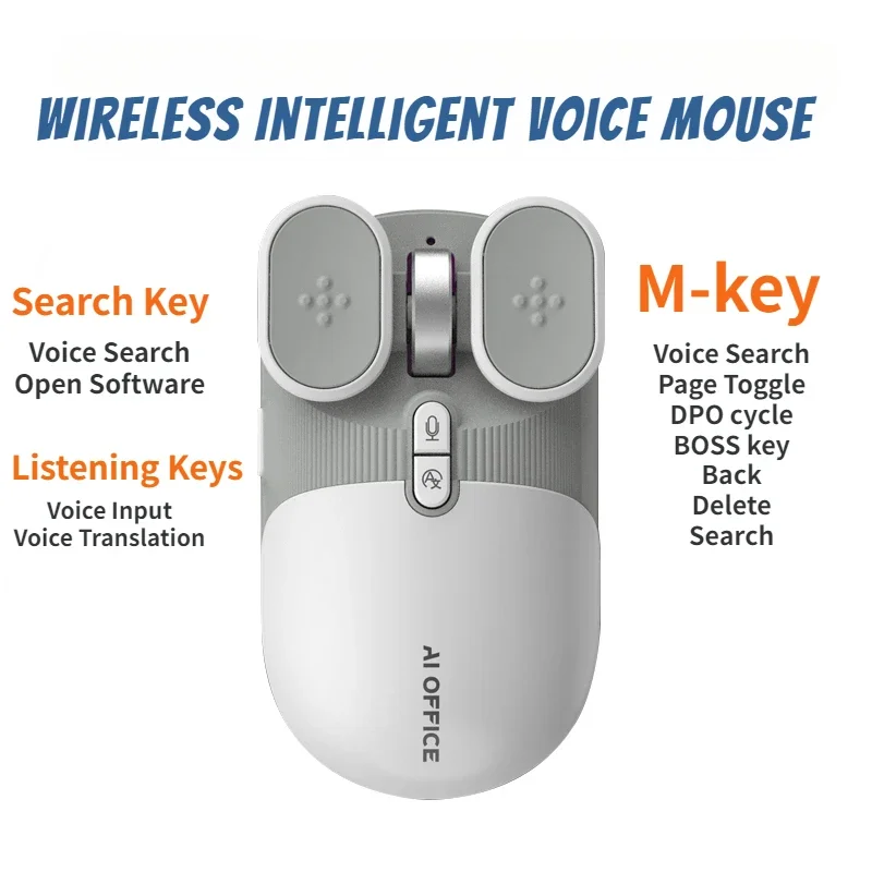 Echome-mouse sem Fio ai Tradução Inteligente por Voz Registro Rápido Ergonômico Reuniões Comerciais 2.4g Bluetooth 24 Idiomas - Imagem 5