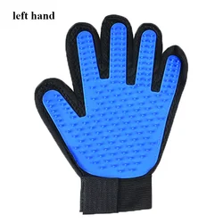 Pet Grooming Glove Brush - Dual - Function Massage & Hair Removal Tool - 23x17cm (Left - Blue)