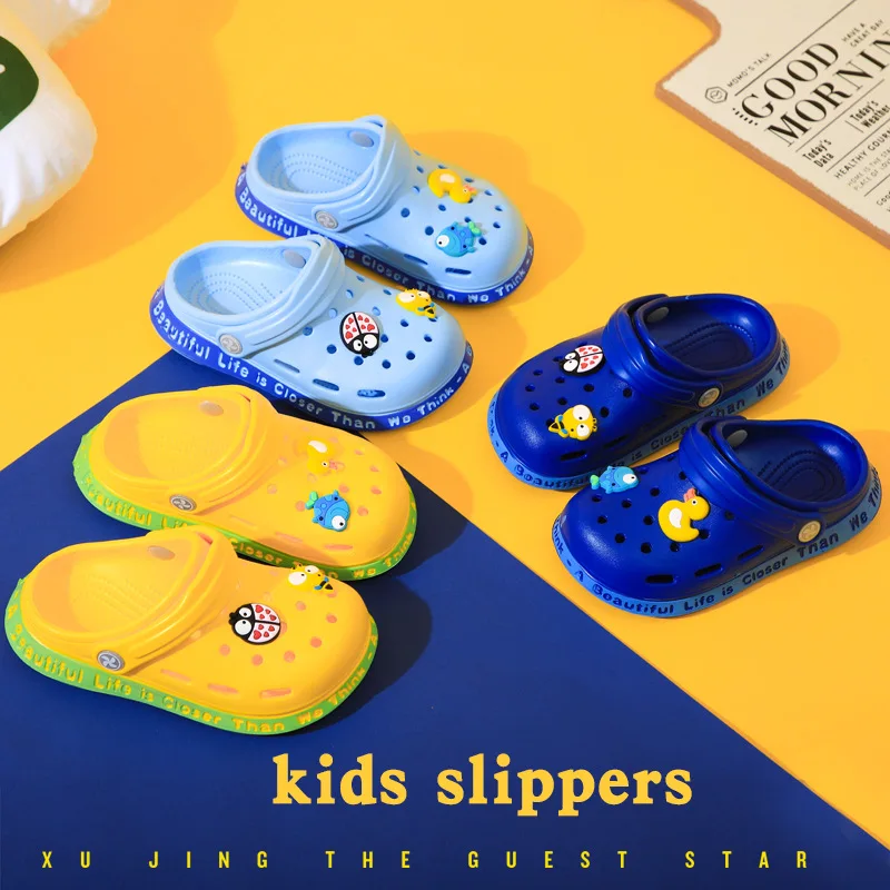 Sandals Boys Girls Soft Sole Anti Slip Cartoon Cute Breathable Hole Shoes Flat Heels New Summer