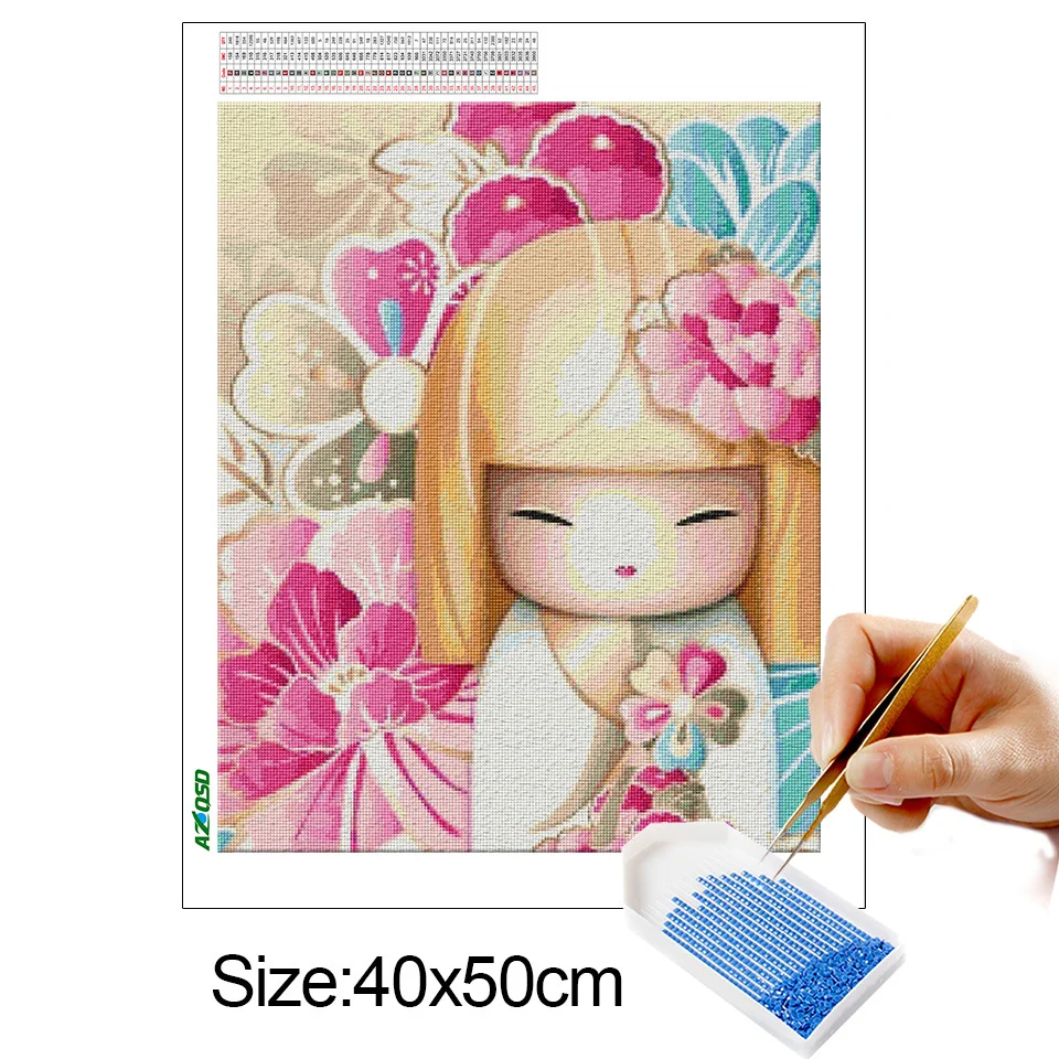 5D Diamond Painting Full Square Drill Doll Japanese Diamond Art DIY Embroidery Sale Rhinestone Mosaic Decor Home