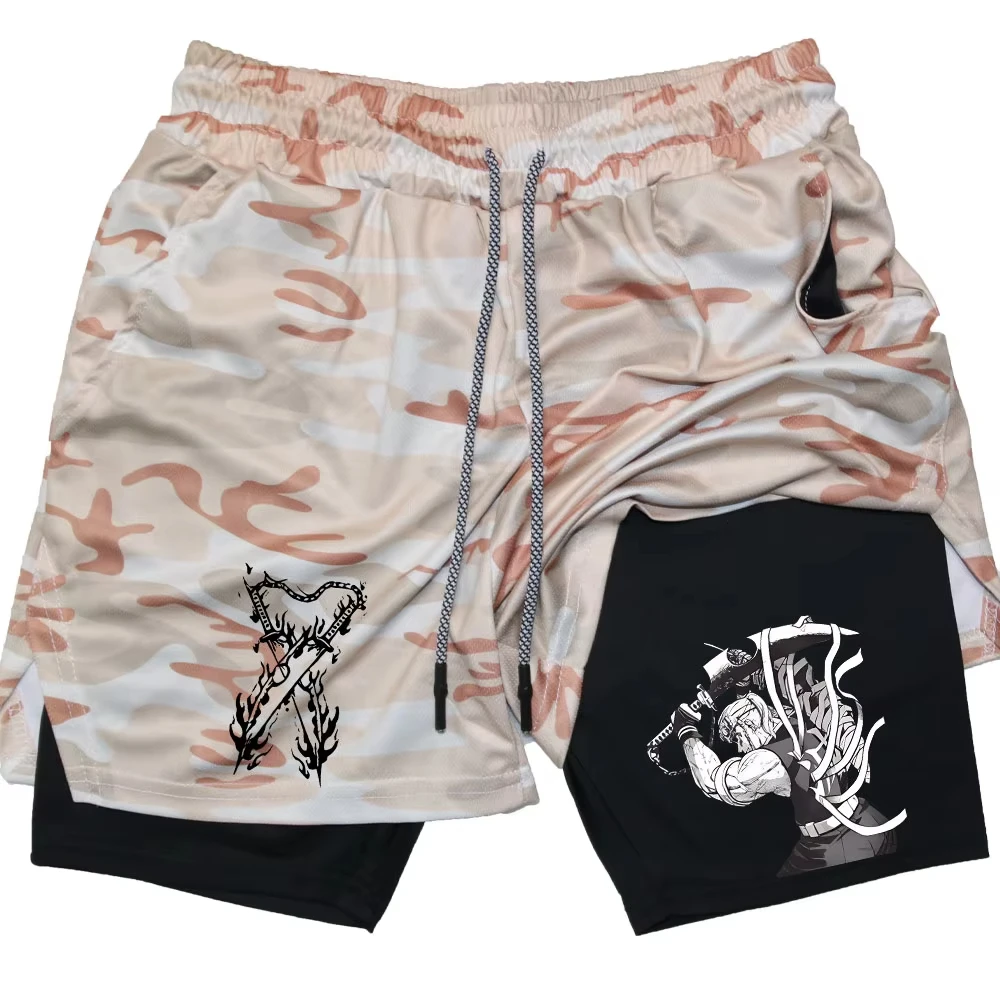 Men Performance Shorts Anime Demon Slayer Gym Shorts Summer Sports Fitness Workout Jogging Running  Print Short Pants RL00188 5