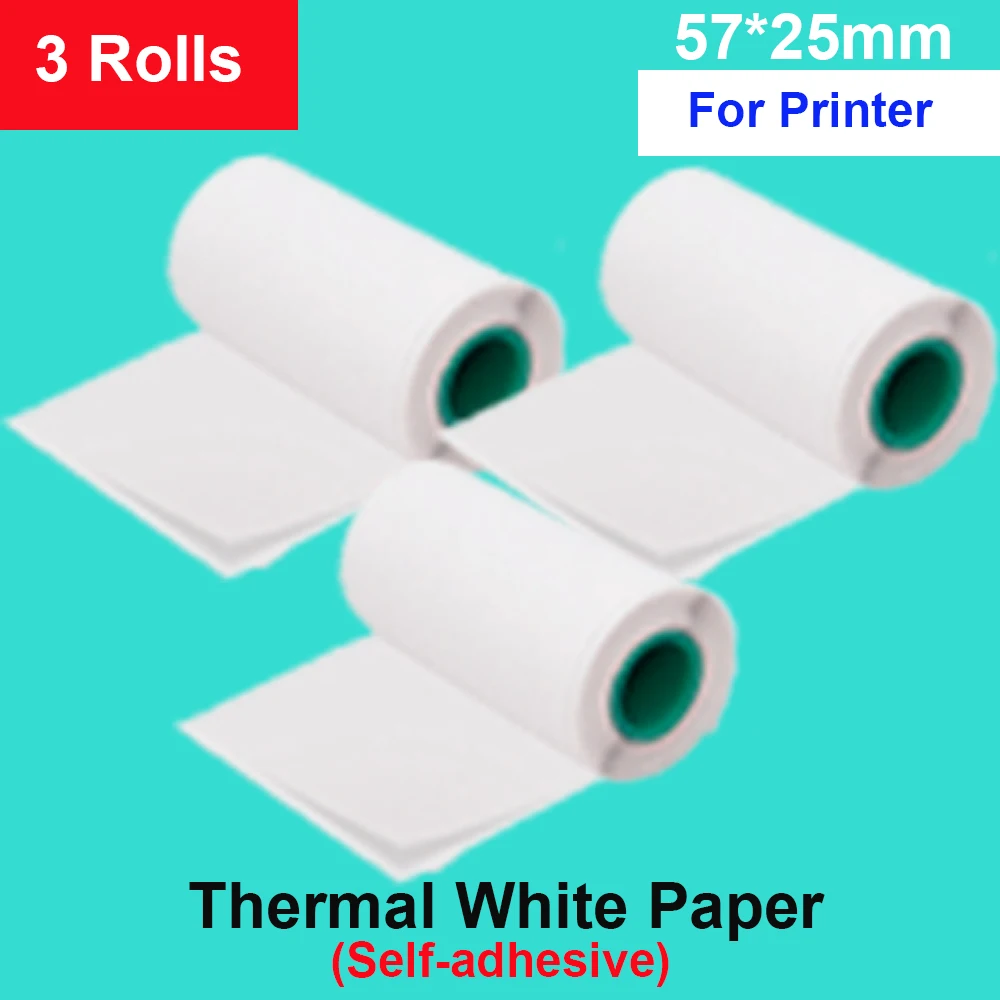 Thermal Sticker Paper Mini Printer Colorful Adhesive Self-adhesive for Wireless Bluetooth Photo Inkless Printer 57mm