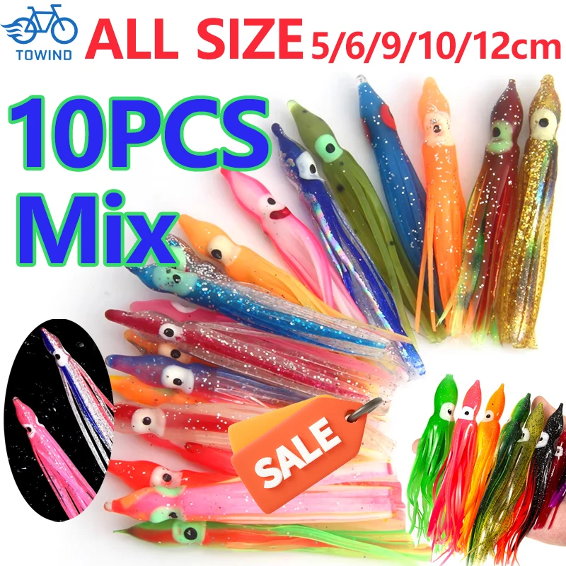 10PCS 5-12cm Octopus Luminous Fishing Lures Set Artificial Bionic Combo ...
