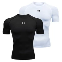 T-shirt de compression élastique pour homme, séchage rapide, sport, athlétique, gym, entraînement, été 1