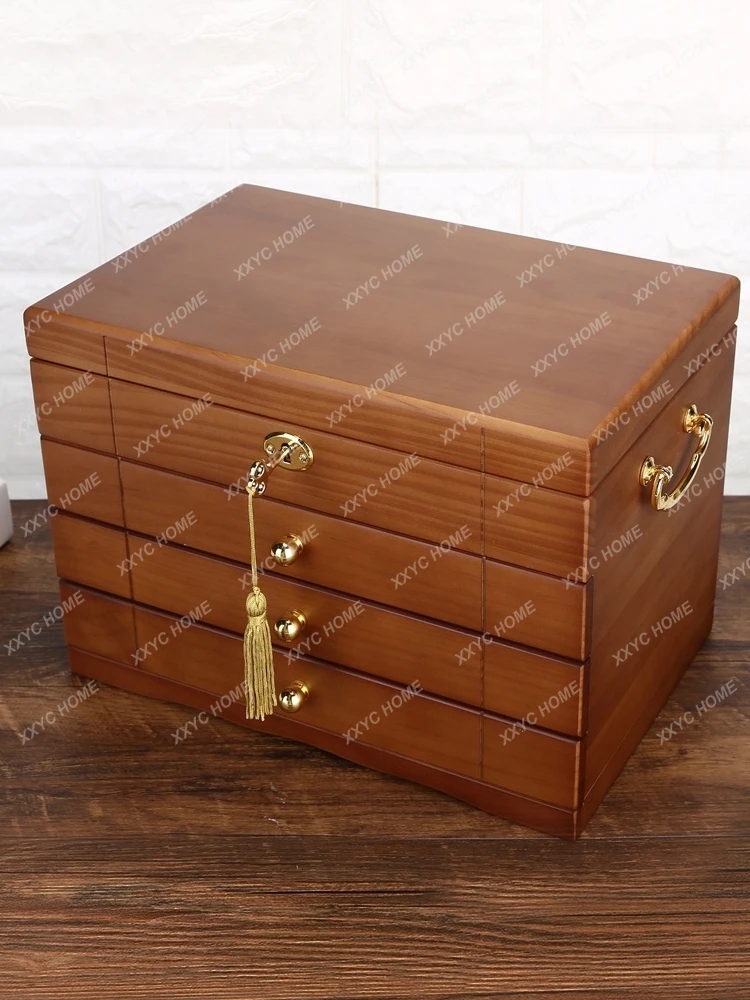 

Wooden Vintage with Lock Jewelry Box Necklace Jewelry Storage Box Wedding Gift Exquisite
