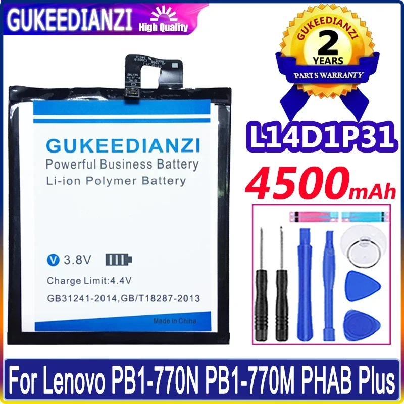 

For Lenovo L14D1P31 4500mAh Battery For Lenovo PB1-770N PB1-770M PHAB Plus l14d1p31 New High Quality Battery + Tools