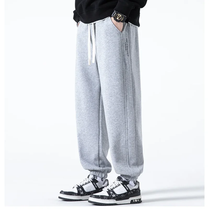 

2023 Autumn and Winter New Oversized Loose Versatile Casual Men's Clothing Splicing Pockets Fashion Drawstring Solid Color Pants