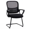 JHK Ergonomic Office Chair No Wheels with Comfy Armrest and Mesh Lumbar Support Back Basket Design for Guest Reception 1