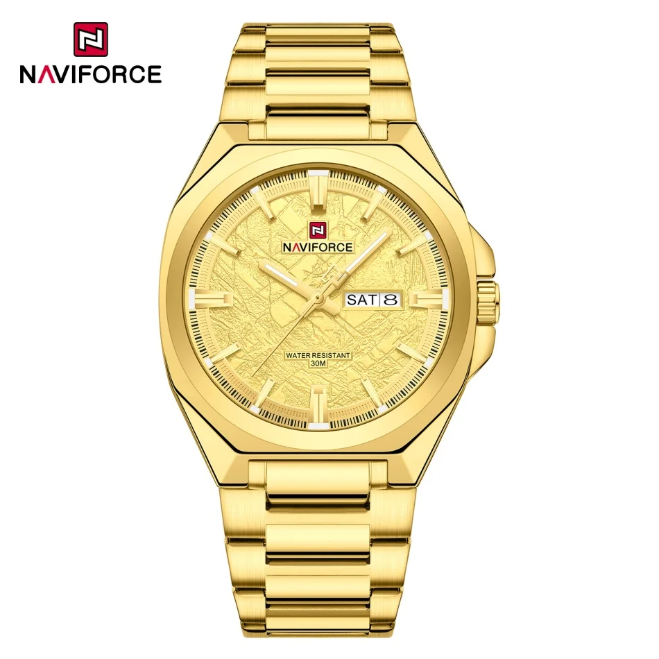 Luxury NAVIFORCE Men's Waterproof Stainless Steel Watch with Luminous Display