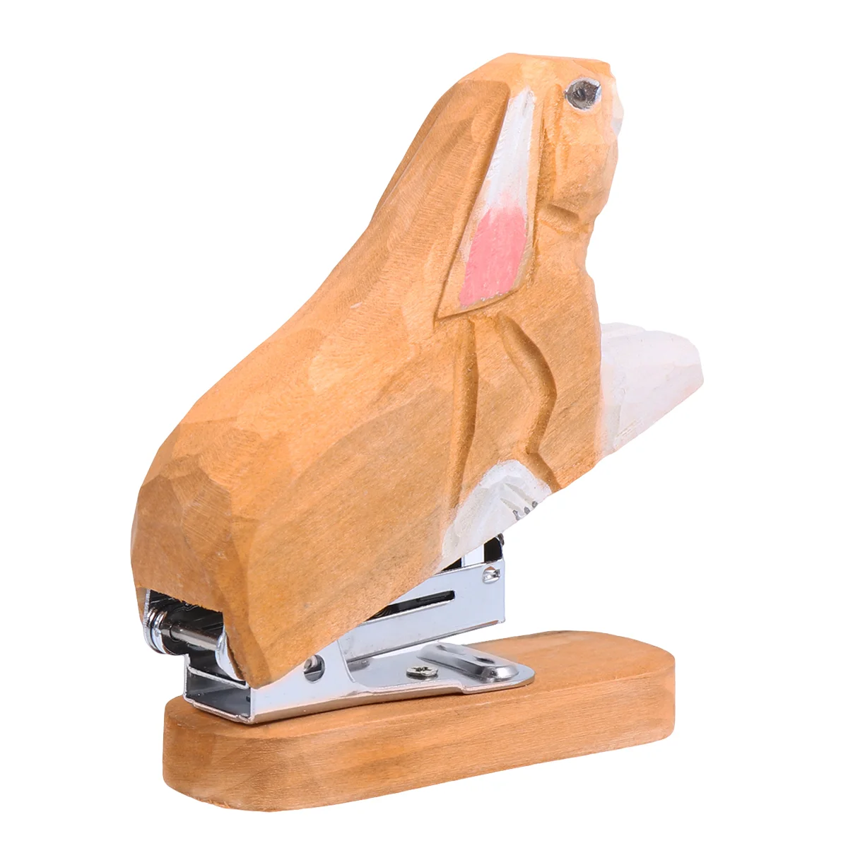 

Wooden Animal Stapler Flamingo Desktop Stitcher Portable Hand Held Stapler Handmade Wood Carving 3D Flamingo Statue