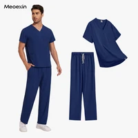 Unisex Breathable Medical Nursing Scrub Elastic Anti-wrinkle Surgical Uniforms Women Dentist Clinical Uniform Men Scrub Top Pant