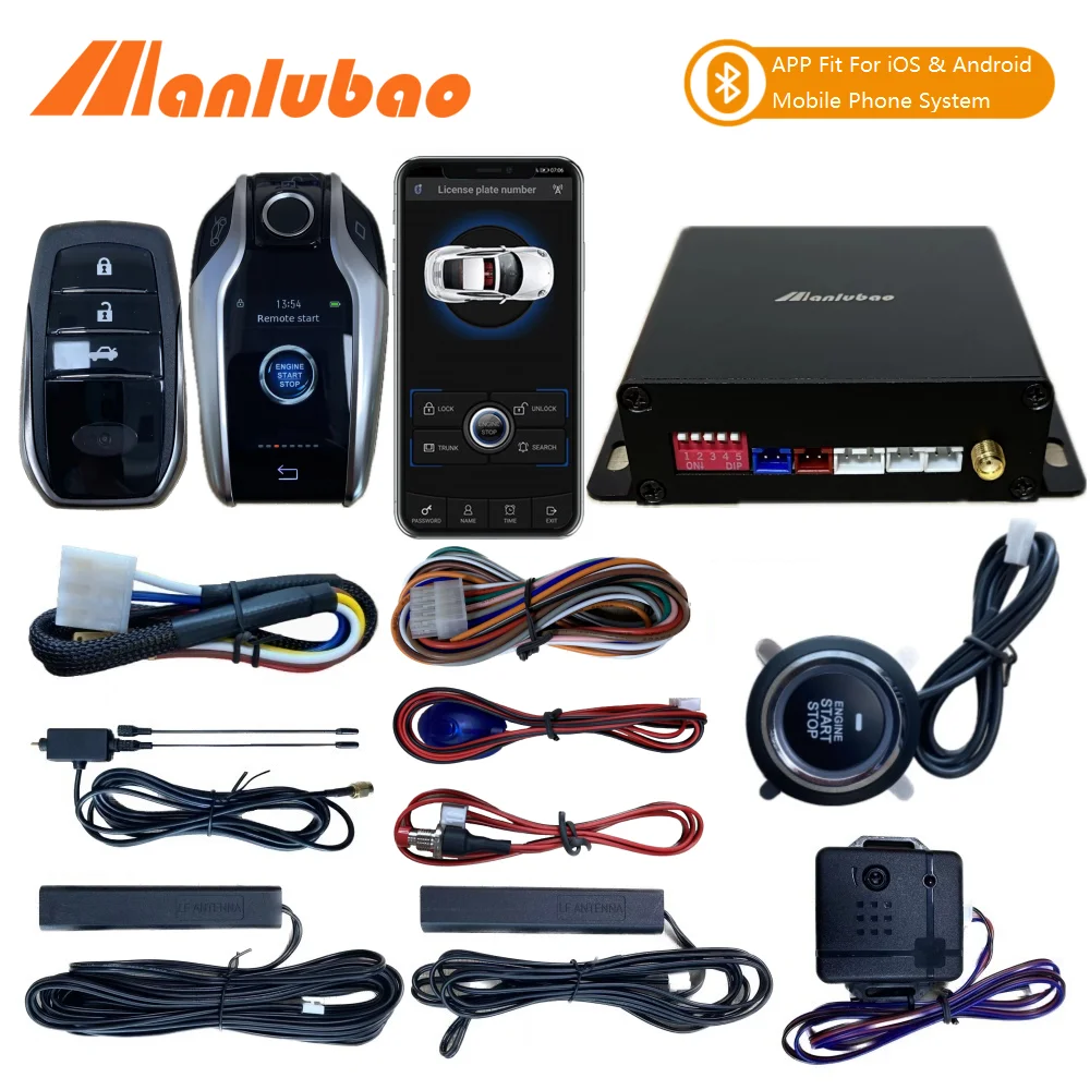 Manlubao 스마트 LCD 키 앱 제어 자동차 경보 시스템, 키리스 엔트리 푸..
