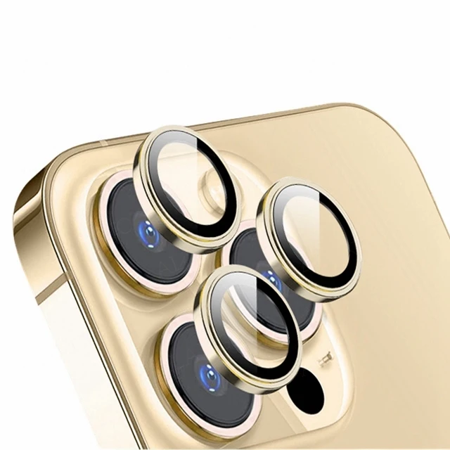 Blue Metal Lens Ring Camera Protector Covers with Full Glass Shield